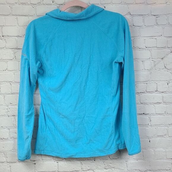 Columbia Women's Quarter Zip Jacket Turquoise Blue Plush Fleece Fluffy Medium - Picture 5 of 5